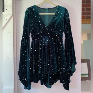 Velvet V Neck Celestial Dress